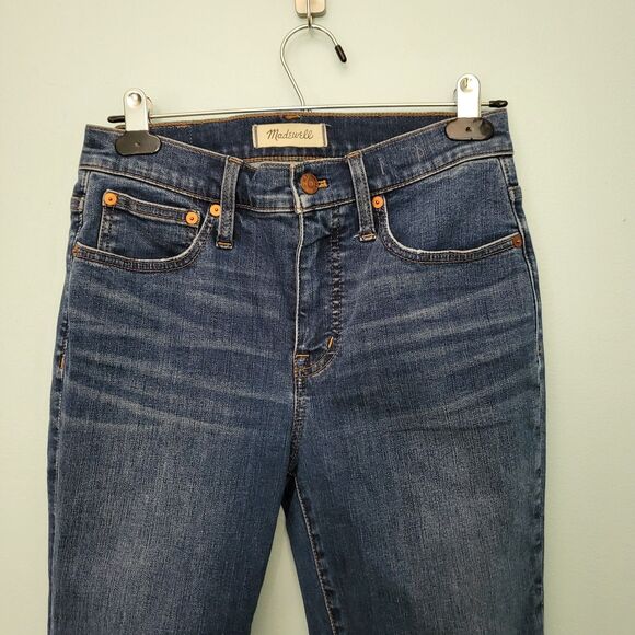 MADEWELL Jeans Womens 26 Cali Demi Boot Blue Denim Cropped Raw Hem Mid Rise - Picture 2 of 10